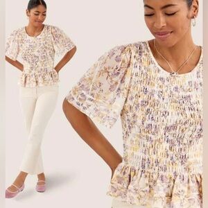 CAbi Medium 6714 Angel Blouse Top ~ Floral Fairy Coquette Feminine Flutter Slv.